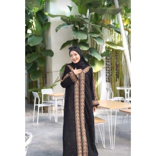 abaya hitam hawa 170 simple dan elegan