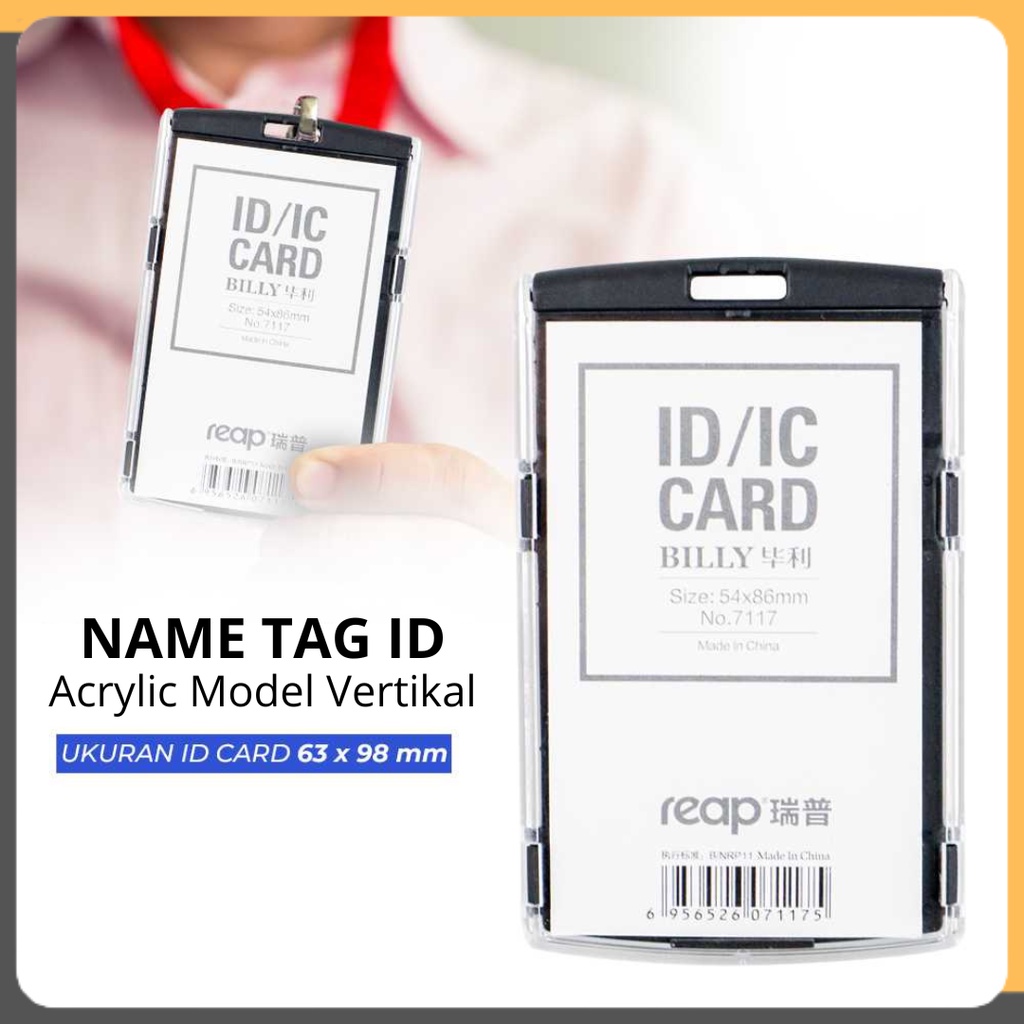 

Name Tag ID Card Holder Gantungan Kartu Nama Acrylic Model Vertikal