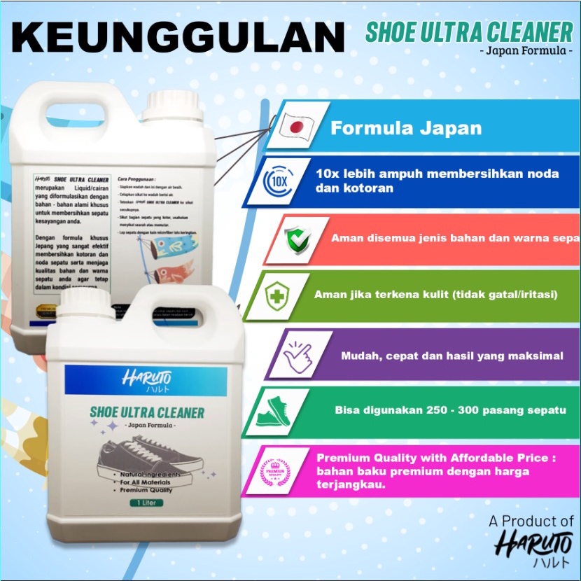 Pembersih sepatu Haruto shoe ultra cleaner kemasan 1 Liter