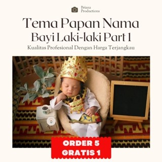 Image of JASA EDIT FOTO BAYI LAKI-LAKI NEWBORN DENGAN PAPAN NAMA PART 1 ALA STUDIO