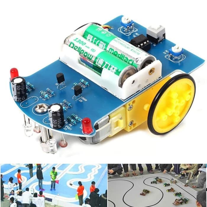 [HAEBOT] DIY Line Tracer Follower Kit Robot Edukasi Smart Car Analog Pengikut Garis 3V Mini Mainan Tanpa Mikrokotroller Belum Solder Infrared Photodioda