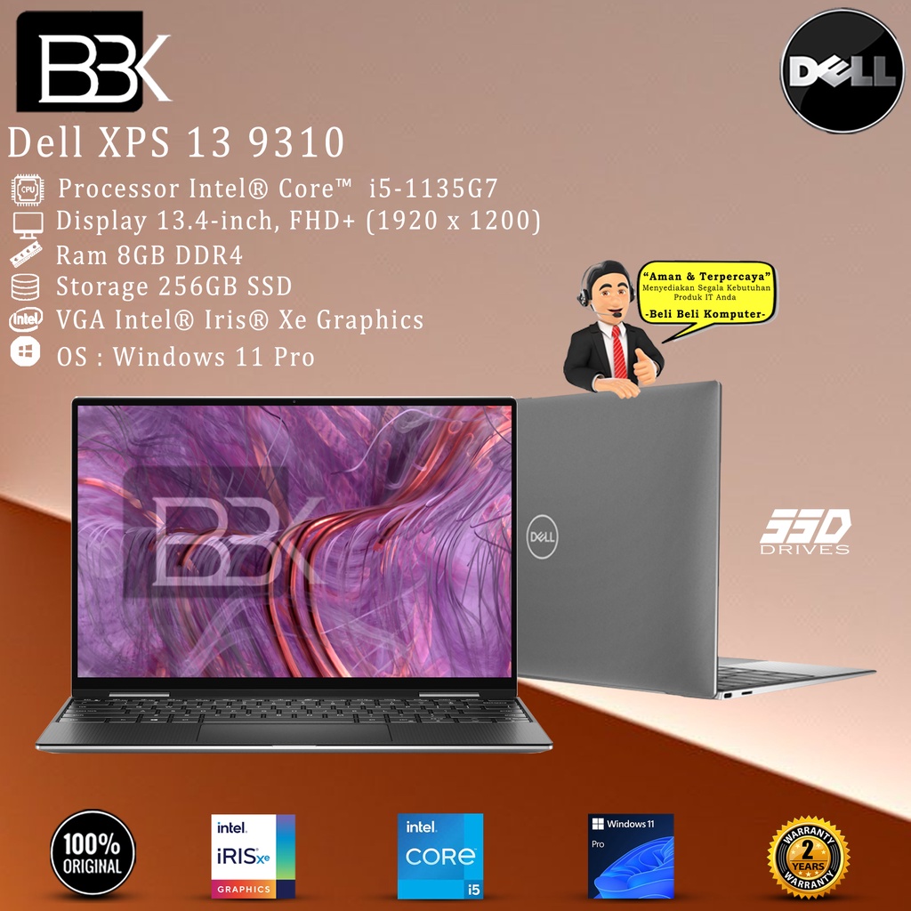 DELL XPS 13-9310 Core i5-1135G7 8GB 256GB SSD WIN11PRO 2YR