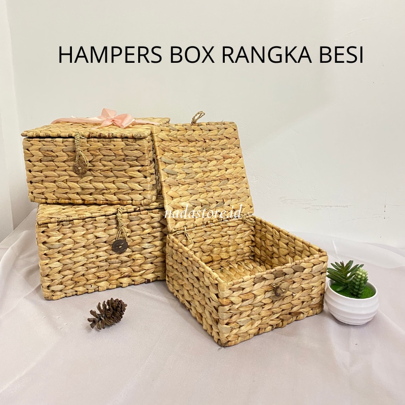 RUSTIC HOME STORAGE BOX MULTIFUNGI / HAMPERS BOX / KOTAK PARCEL / KERANJANG  Keranjang Anyaman Eceng Gondok | Tempat Penyimpanan Enceng