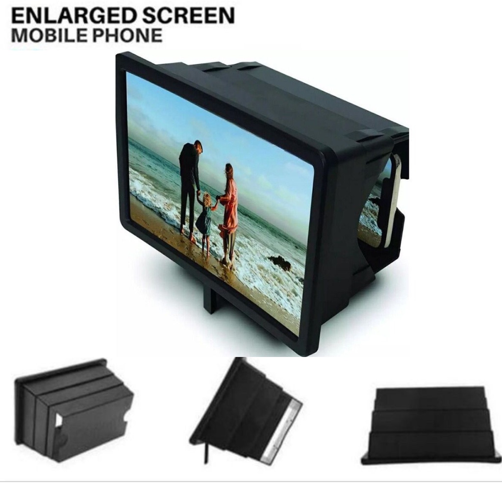 Pembesar Layar Hp 3D Enlarged Screen mobile phone F2 3D Hitam Putih Cocok Untuk Nonton Film / Youtub