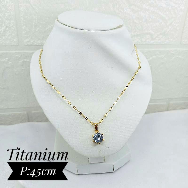 Kalung Titanium Permata Zircon Perhiasan Wanita Dewasa 2002a1