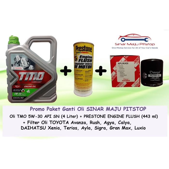 Paket Ganti Oli Mobil TOYOTA RUSH - TMO 5W-30 & Filter & Engine Flush ORIGINAL