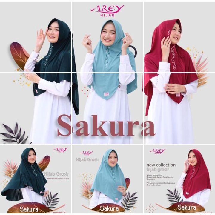 Arey Hijab Instan Sakura Bordir Jersey Irish