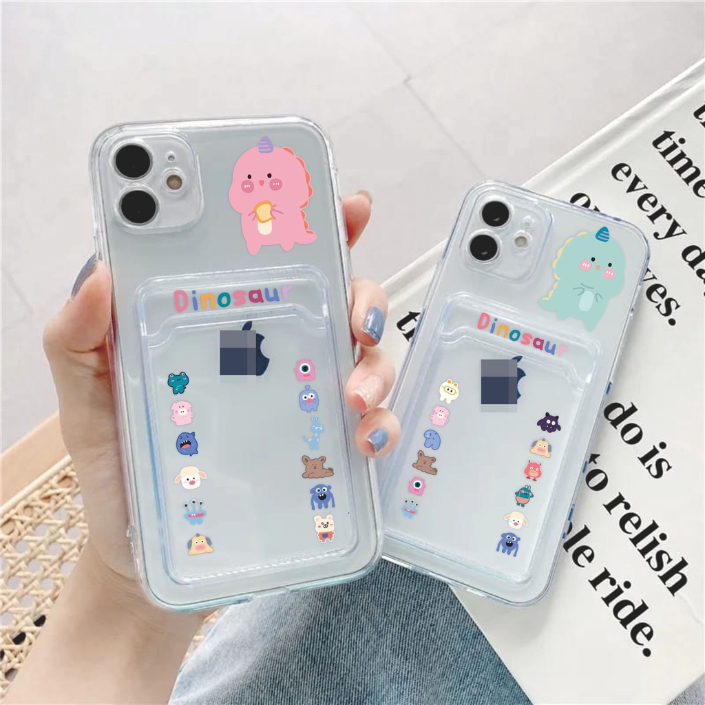 [V38] Softcase Iphone 6 7 8 11 X XR Plus Soft Case Kartu Wallet Bening Motif