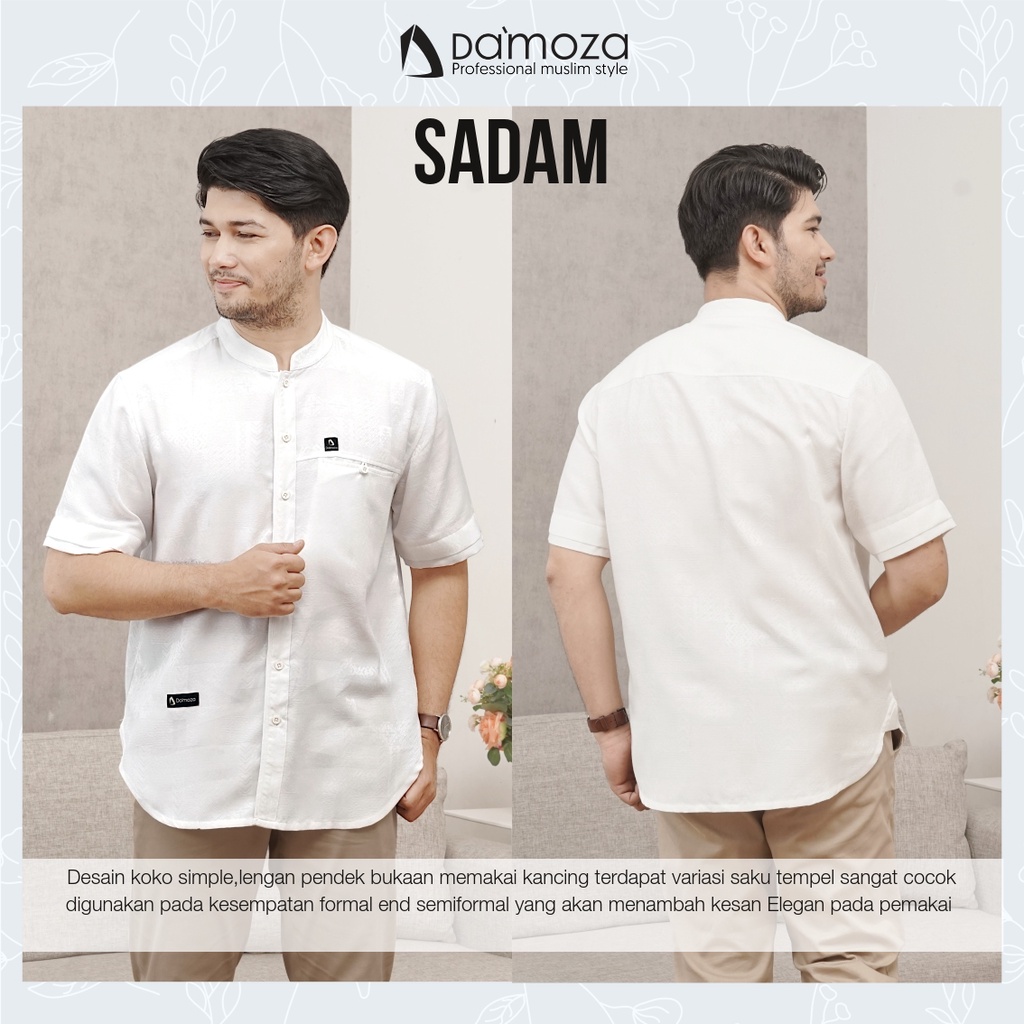 ES - (COD) DAMOZA SADAM White S XXL 3XL - Baju Pria Kemaja Koko Putih Pendek ORI DAMOZA