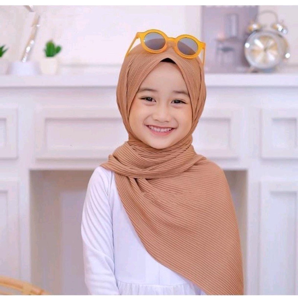 NUZ HIJAB PASHMINA PLISKET ANAK/ HIJAB ANAK PLISKET 150X45CM