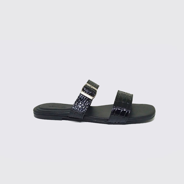 JESSICA X ZAGIB AMERICAN FLAT | Sandal Wanita Warna Hitam Big Size / Sendal Casual Cewe Ukuran Besar 40-45