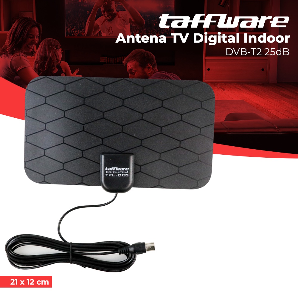 Taffware Antena TV Digital Indoor DVB-T2 25dB Grid Pattern Jack Male - TFL-D139 - Black