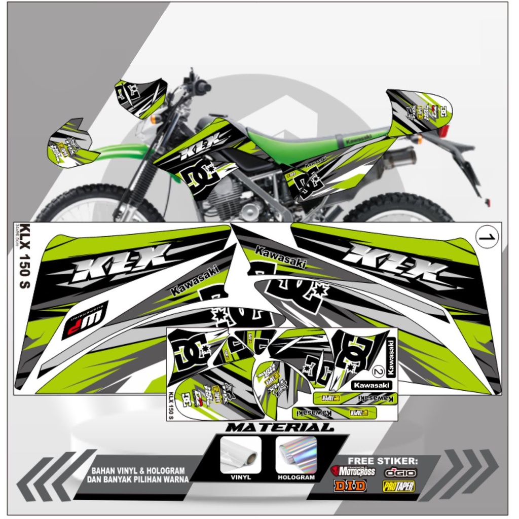 STIKER STRIPING VARIASI KLX 150 S BAHAN PUTIH/HOLOGRAM VINYL|LIS SEPEDA MOTOR KLX|STIKER MOTOR KLX 1