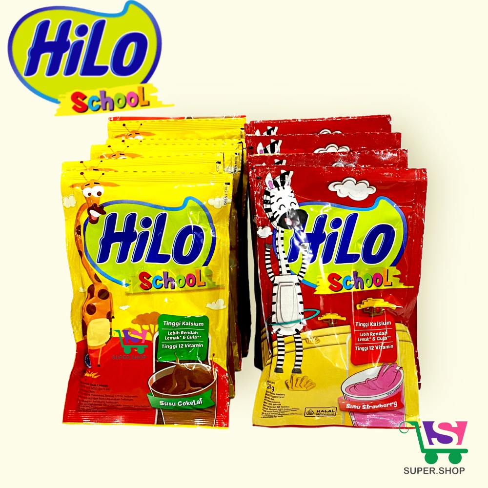 Hilo / Hi Lo School Susu Bubuk Cokelat / Strawberry (isi 10 pcs)