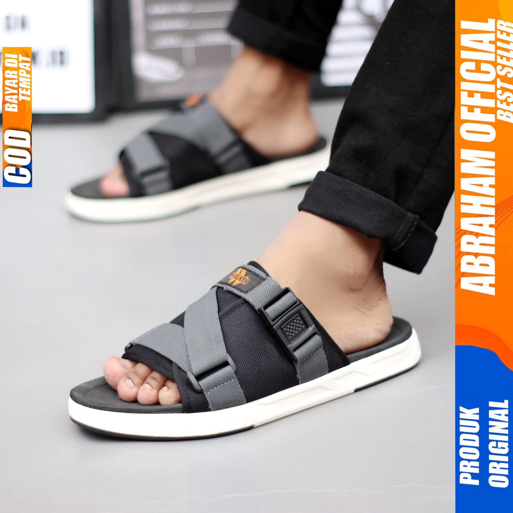 ABRAHAM Sandal Slide Slop Pria Original Distro Sendal Selop Cowok Kekinian