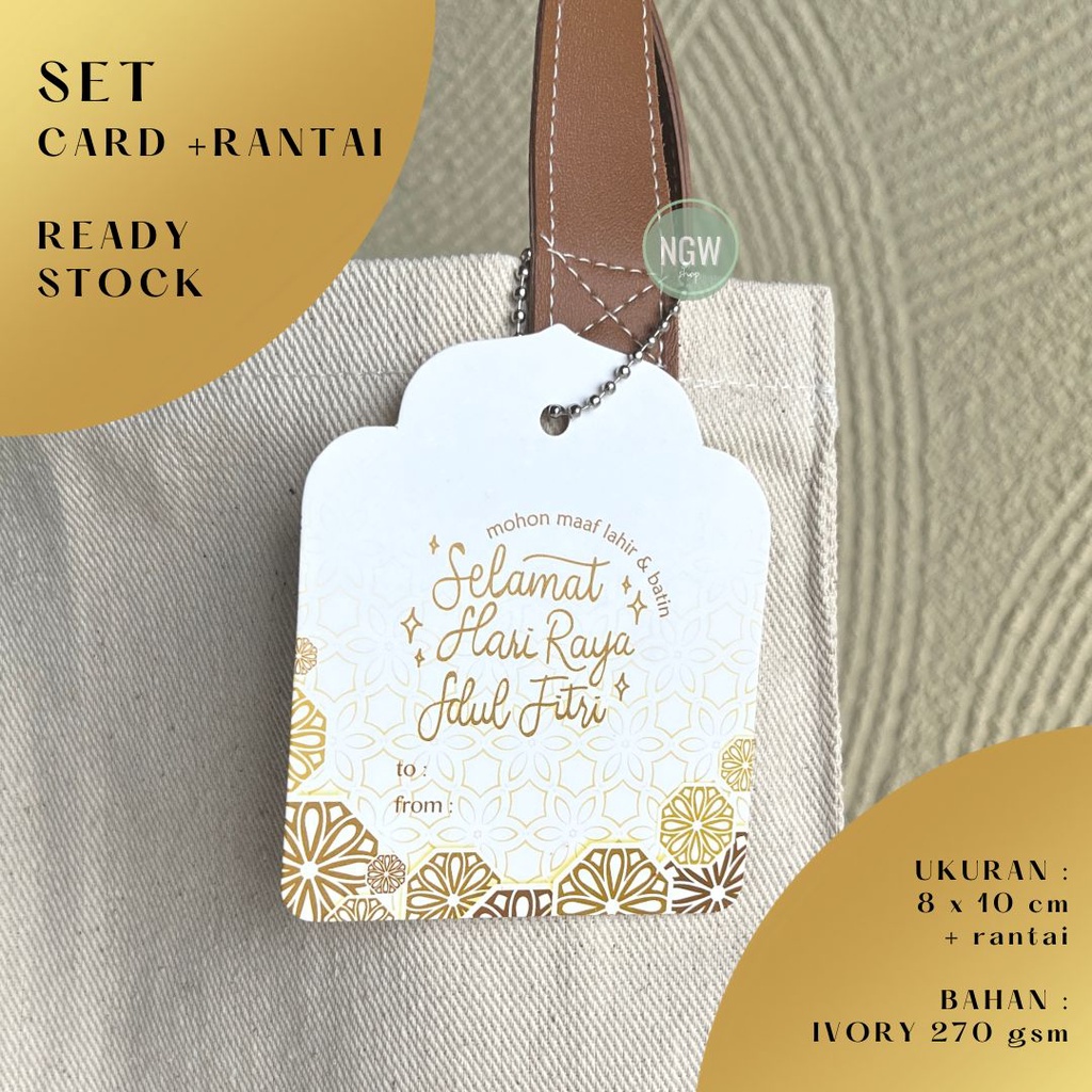 Kartu tag idul fitri eid ramadhan jumbo 8x10 cm + rantai set