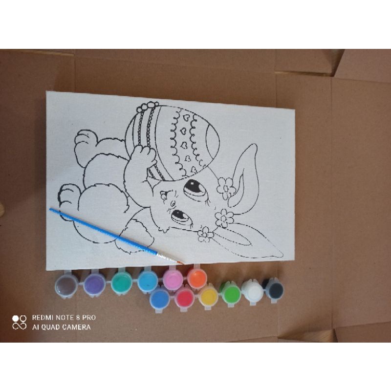 

Paket lengkap Canvas mewarnai cat 12 warna dan 1 kuas