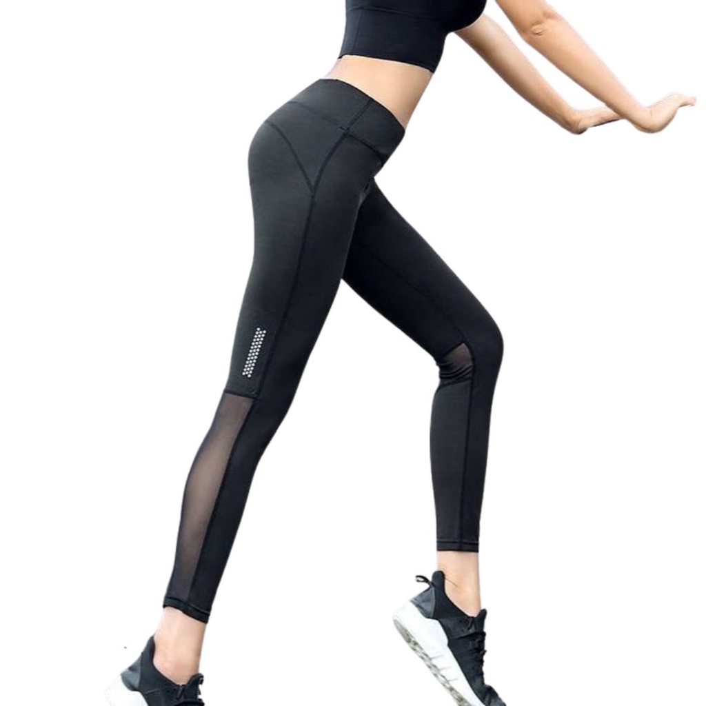 INSPORT - Celana Legging Olahraga Wanita Panjang Model Jaring / Mesh Splice Premium 1799