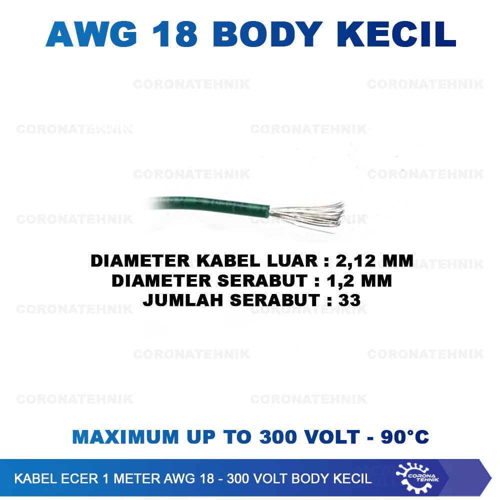 300 Volt Body kecil - 100 Meter - Kabel AWG 18