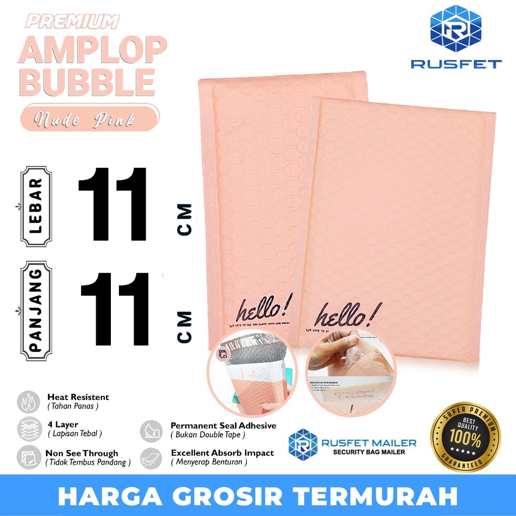 

AMPLOP BUBBLE MAILER 11x11cm SOFT PINK WRAP ENVELOPE MATTE RUSFET