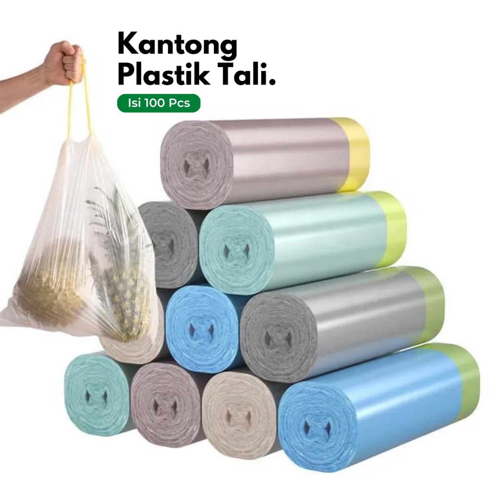 Kantong Plastik Sampah Premium dengan Tali Serut 2rolls/pack