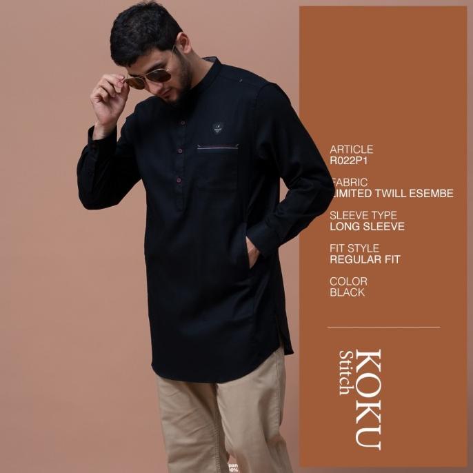 BISA COD Samase Koku Koko Kurta Stitch Lengan Panjang R022P11 /BAJU KOKO PRIA/BAJU KOKO DEWASA/BAJU 