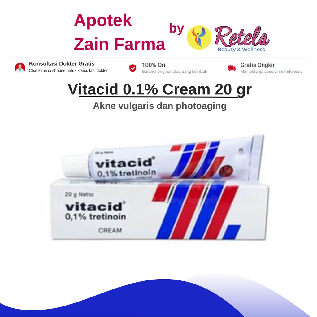 VITACID 0.1% CREAM 20GR/Tretinoin/Menghilangkan Flek Hitam