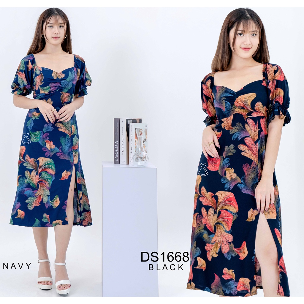 DS1668 - Dress Wanita Casual Cotton Rayon Korean Style