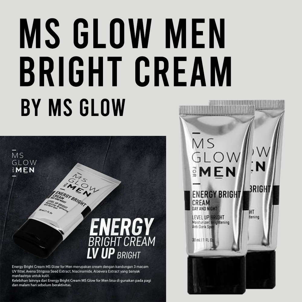 MS Glow Men Energy Bright Cream Day And Night / Krim Wajah krim siang malam pria laki niacinamide A9