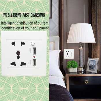 Stop Kontak Colokan Listrik Dinding Universal UK EU US dengan 2 Port USB Charger On Off Switch / Saklar Colokan Listrik Stop Kontak Tempel Dinding Mewah Termurah / Stop Kontak Rumah Modern /Colokan USB Stop Kontak Wallplug Soket USB 2 Port USB Wall Socket