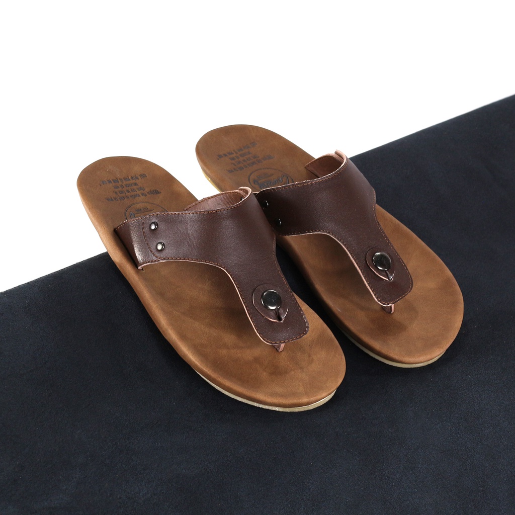 Sandal Jepit Pria / Sendal Pria Dewasa Keren Kekinian Kulit Asli Cevany - CVR