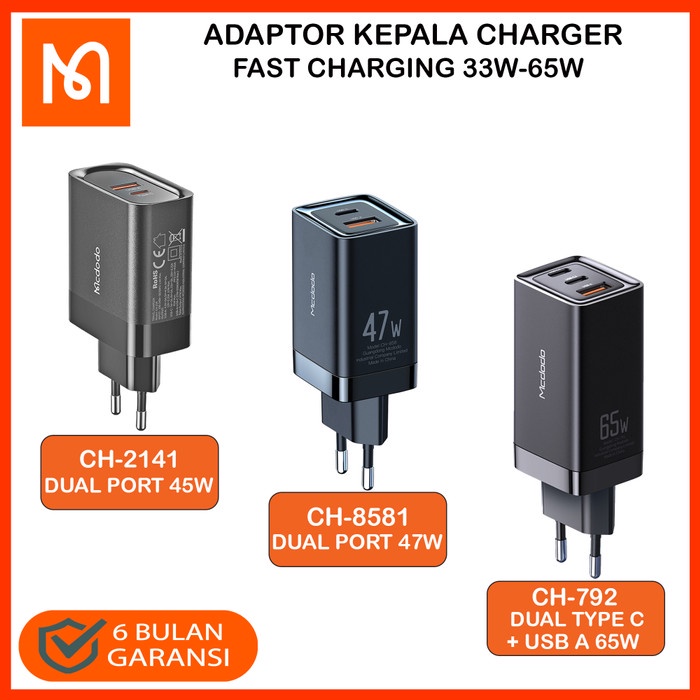 Charger Mcdodo Ch-8000 Adaptor Charger Super Fast Charging 45W Dual Port Qc4.0