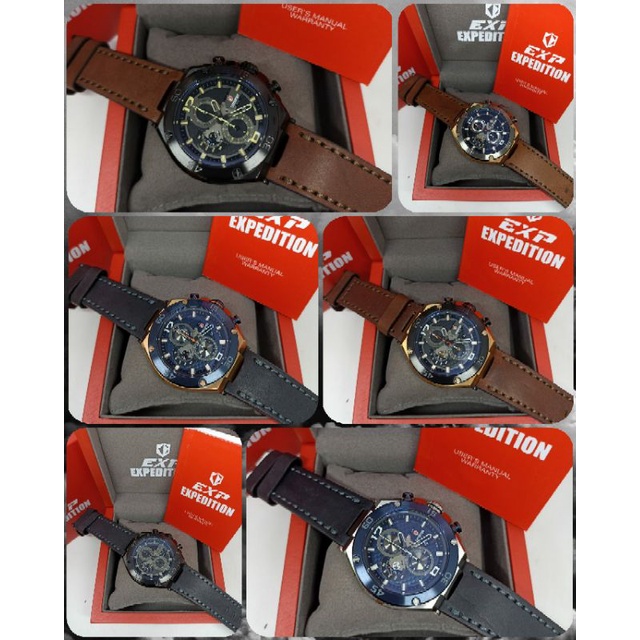 Jam Tanga Pria Expedition 6756 E6756 EXP6756 Tali Kulit