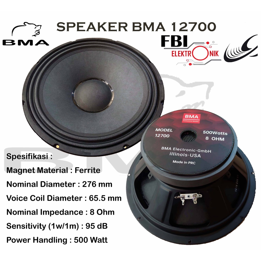 Speaker BMA 12700 Spiker BMA 12 Inch Speker BMA 12 inc 12700