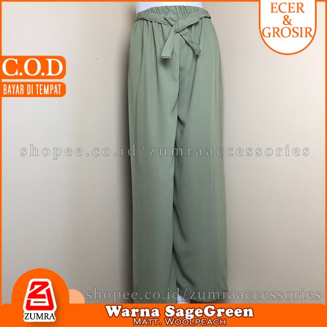 Celana Wanita Kulot Wolfis Highwaist Ribbon Pants Casual