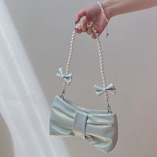 Bag Cute Pearl Chain Bow Ornament Shoulder Bag Underarm Pouch Tas Bahu 10110