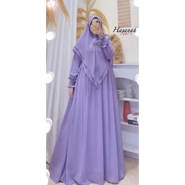 Terbaru GAMIS SYARI TERBARU HASANAH BAHAN CERUTY BABY DOLL PREMIUM FULL FURING | GAMIS SYARI JUMBO |