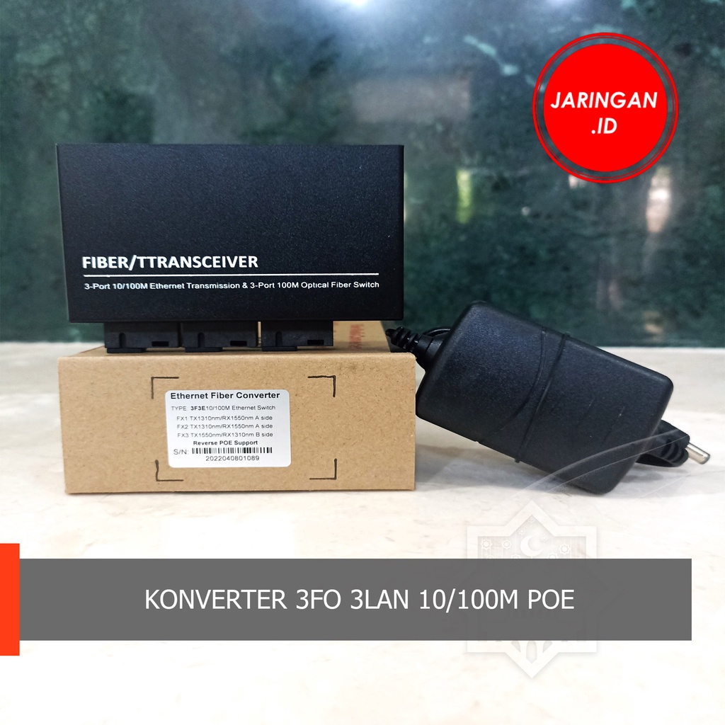 MEDIA KONVERTER FIBER  OPTIC 3SC 3LAN POE