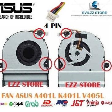 Terlaris FAN KIPAS ASUS A401 A401L K401 K401L K401LB V405L V405LB NS85B01-14L06 13NB07W1T11011 4 PIN