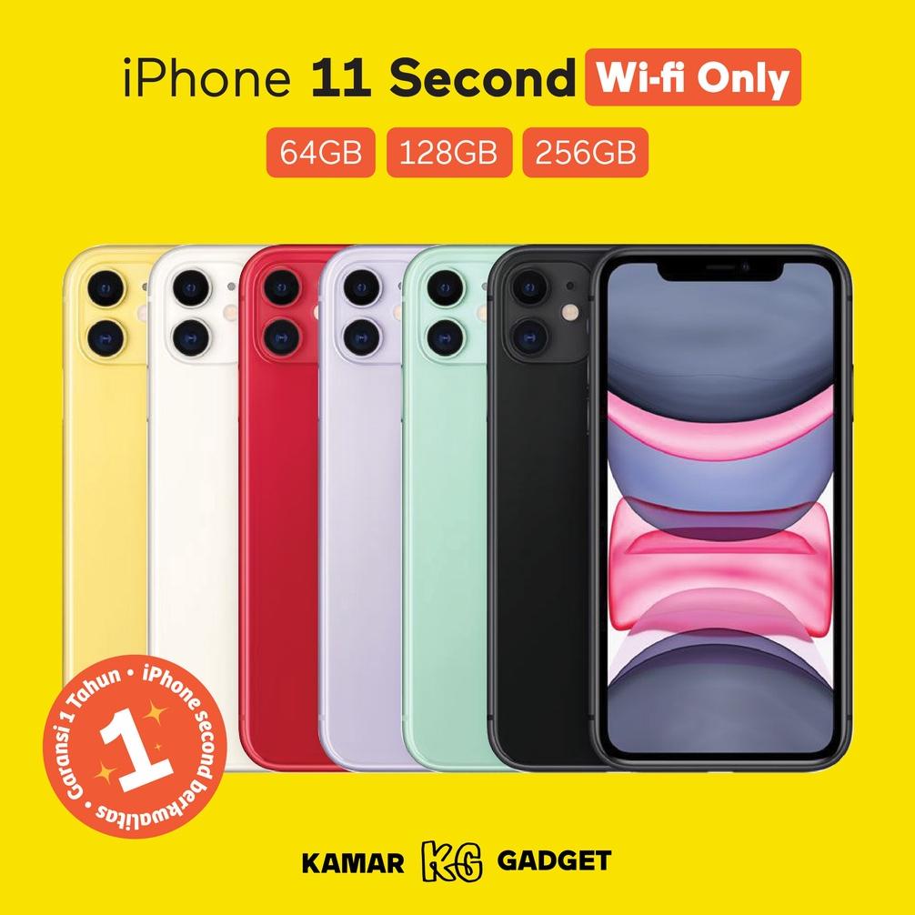 WIFI ONLY)  iPhone 11 Second/Seken  64gb 128gb 256gb Green Yellow White Purple Red Black Kamar Gadget