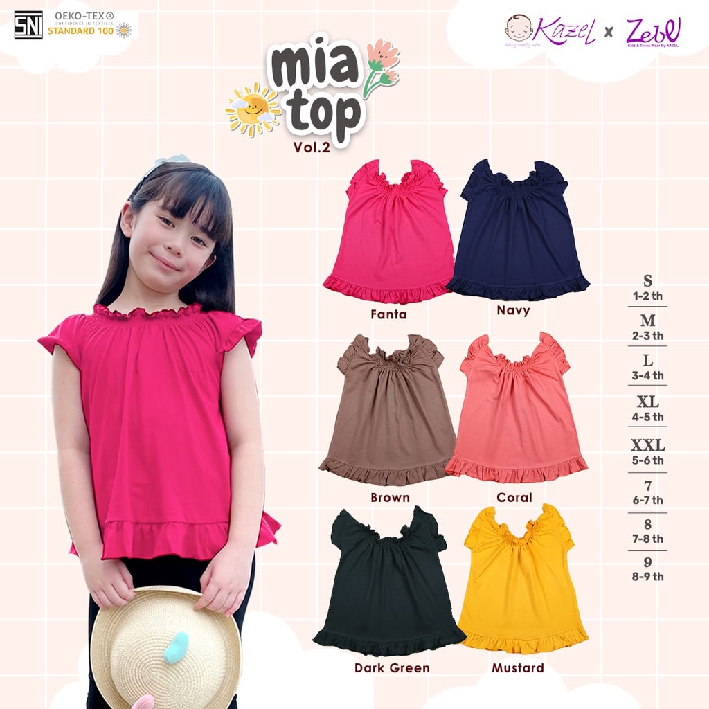 Kazel x Zebe Mia Top Atasan ruffle anak perempuan 1-9 Tahun Kaos Anak perempuan part 2