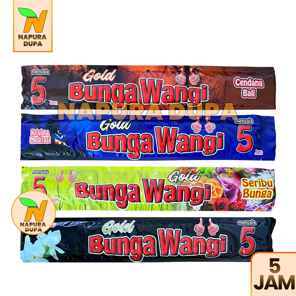 Dupa harum GOLD 5 jam Bunga Wangi hio cendana Bali, jasmine, krishna meditasi, seribu bunga
