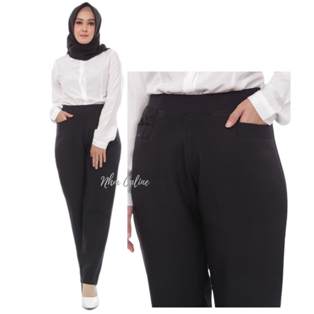 NHM Celana Panjang Bahan Wanita, Celana Kantor Formal Celana Kerja 106 Basic Jumbo Big Size Celana Kerja Bahan Bestseller