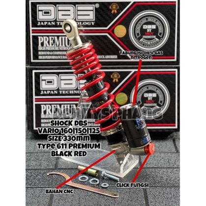 Shock DBS 611 Premium shockbreaker tabung bawah metic dumper single shock330mm baet vario 150 vario125 xrider