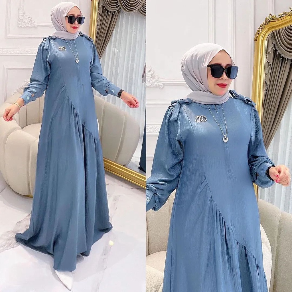 GAMIS WANITA TERBARU BALQIS DRESS BAHAN CRINKLE AIRFLOW UKURAN LD 100 - 110 CM UKURAN M L XL GAMIS LEBARAN 2023 MODEL GAMIS TERBARU DRESS MUSLIM WANITA MAXY DRESS JUMBO