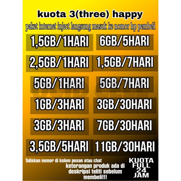 paket internet 3(three) happy
