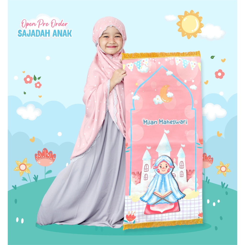 Sajadah Anak Custom Nama Karakter / Sejadah Anak Perempuan PRE ORDER COD