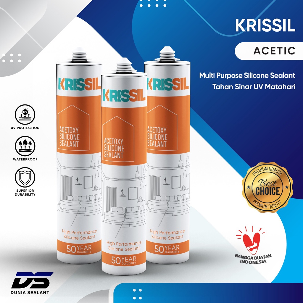 Krissil Acetoxy Silicone Sealant Lem Kaca Sealant Acetic Cepat Kering