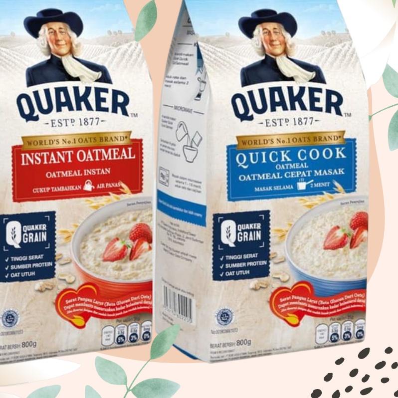 

✫ QUAKER Oats Oatmeal-Instant-Quick Cook Bag Pack 800 g-Instan-Masak ✦