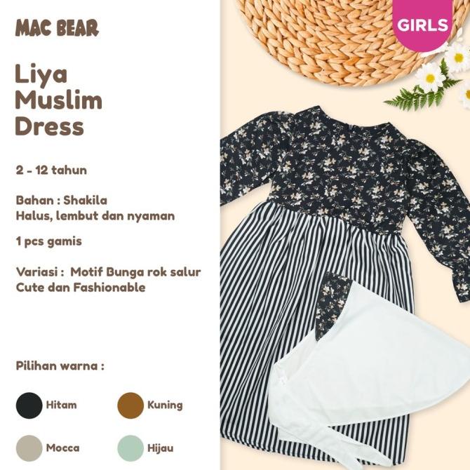 MacBee Baju Anak Perempuan Gamis Anak Princess Collection Liya Flowers
